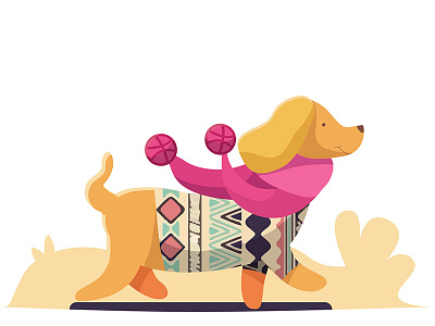 Two Invites animal colors cut dog dribbble illustration run