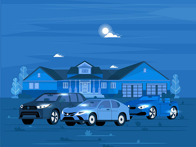 User on-boarding Tutorial car clean design home house illustration night wash