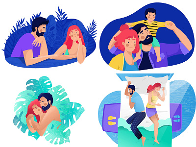 Top 4 Shots from 2018 character characters colors design draw face family flat flower flowers girl hair happy illustration love lovers man plants tree woman