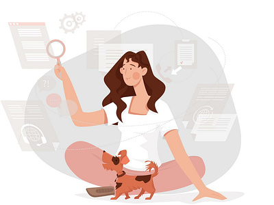 Search character design draw flat girl illustration vector woman