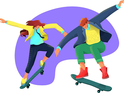 Skateboarding character characterdesign characters design flat girl illustration man skateboard skateboarder skateboarding skateboarding art vector woman