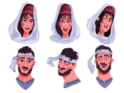 Emotions armenian character design draw emotions face girl illustration man sticker traditional traditional clothes woman