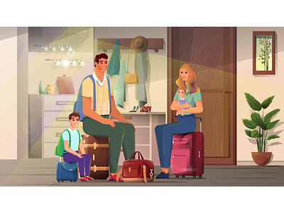 Travel the World character design draw flat flowers girl illustration man plants woman