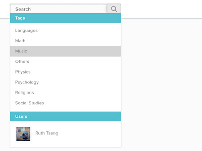 Search UI bar dropdown flat gui interface result search tags ui user