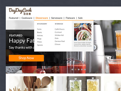 Dropdown Menu dropdown ecommerce flat food homepage layout menu ui web webdesign webpage website