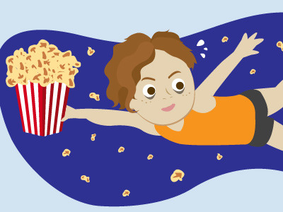 Lots of popcorn delicious food girl graphic illustration popcorn swimming thanks vector yummy