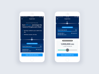 Crypto.com Chain: Council Node Rewards app chain crypto cryptocurrency design finance interface ios mobile node product rewards token ui ux