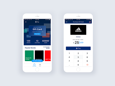 Crypto.com Pay: Spend crypto with Gift card app crypto cryptocurrency gift gift card interface ios mobile pay product purchase starbucks transaction ui ux wallet