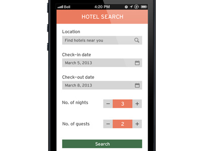 hotel booking UI app design engine hotel interface mobile search travel ui