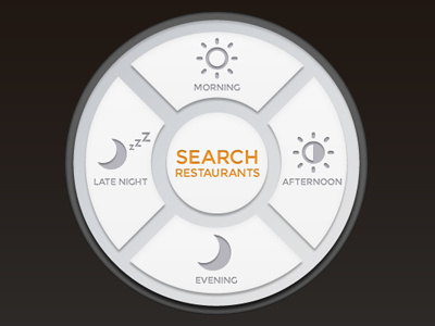 search by hours UI search time hours restaurants morning night afternoon evening circular ui interface button