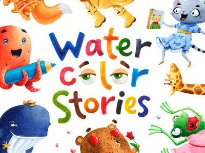 Watercolor Stories artctopus callygraphy character character design lettering watercolor