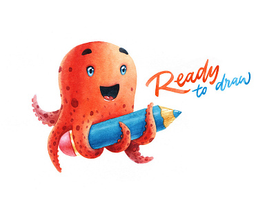Ready to draw artctopus callygraphy character character design lettering octopus watercolor