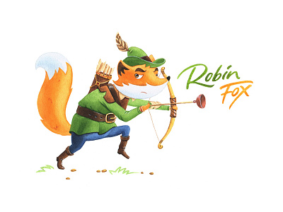 Robin Fox artctopus callygraphy character character design fox lettering watercolor