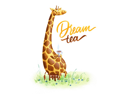 Dream Tea artctopus callygraphy character character design giraffe lettering watercolor