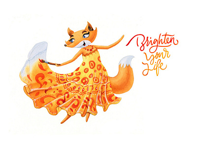 Brighten your life artctopus callygraphy character character design fox lettering watercolor