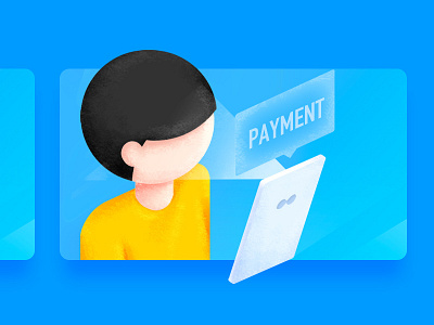 Face payment blue card illustration pad pay people ui yellow
