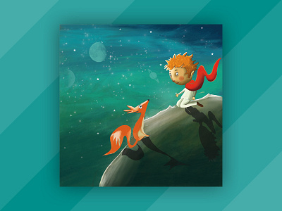 Little Prince and Fox asteroid b612 children book classic fox littleprince turquoise