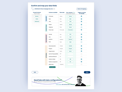 Data upload matching columns data uploader edinburgh scotland ui ux