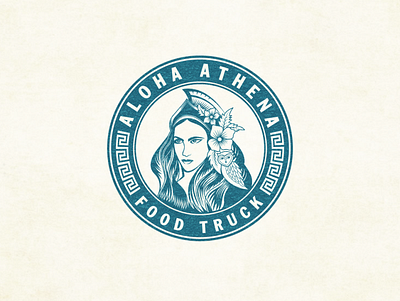 Aloha Athena Logo Design brand identity branding design embl emblem logo food and drinks food logo logo logo design vintage logo