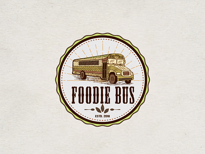 Foodie Bus Logo Design brand identity branding bus design emblem logo food and drinks food logo foodie bus illustration logo vector