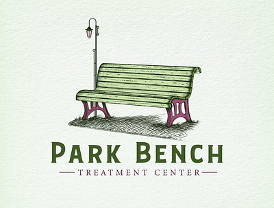 Park Bench Logo Design art brand identity branding design emblem logo hand drawn illustration logo sketch logo vintage vintage logo
