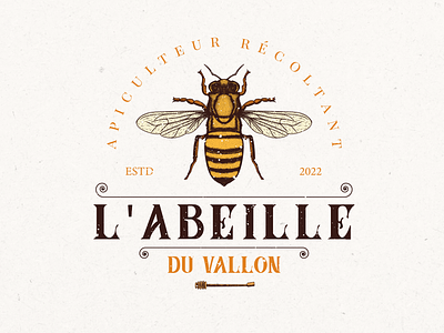 French Honey Logo Design bee logo brand identity branding design emblem logo honey honey bee illustration logo vintage logo