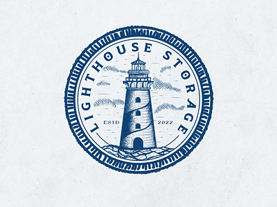Lighthouse Storage Logo brand identity branding design emblem logo hand drawn illustration lighthouse lighthouse storage logo sketch vintage vintage logo