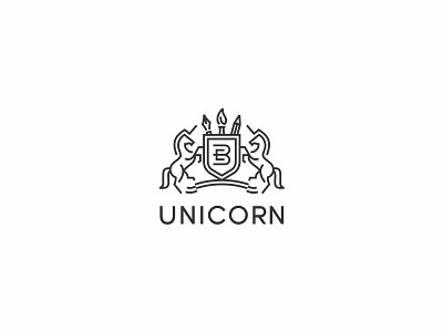 Unicorn Logo brand branding crest line logo unicorn