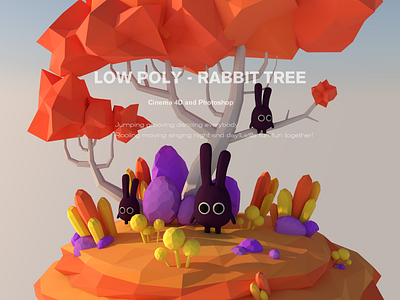 Rabbit tree cinema 4d lowpoly