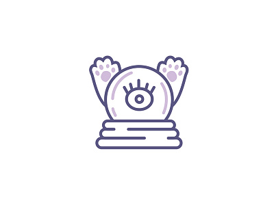 Psychic Cat Crystal Ball cat icon logo purple tarot