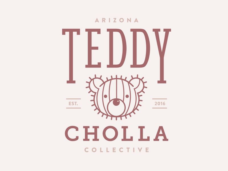 Teddy Cholla Collective animals badge bear cactus cute icon logo rose gold system