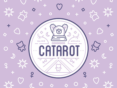 Catarot Badge Logo badge cards cat icon logo pattern purple tarot