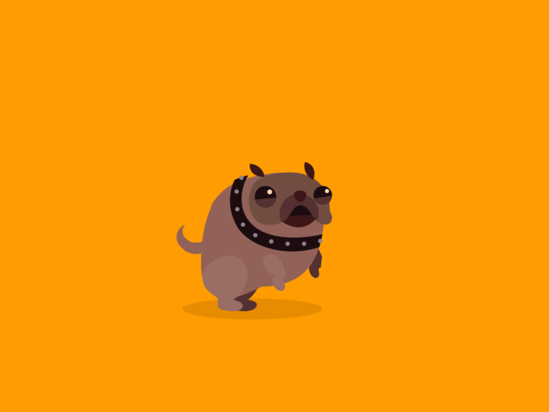 Ralf Barking 2d animation animation character cute dog gif graphic illustration illustrator pug spine vector vectorart
