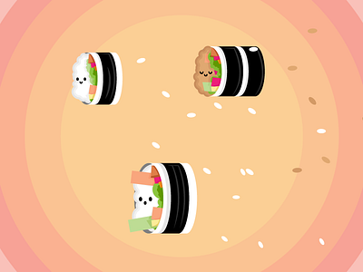 Sushi of the Week character cute flat food illustration illustrator japan sushi vector