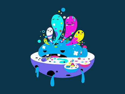 Insomnia blob character colour colourful drip illustration illustrator vector