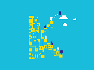 36 Days of Type 05 - K 36daysoftype 36daysoftype k 36daysoftype05 factory game illustration lettering pixelated pixels type typography vector