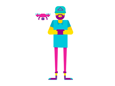 Drone Dude bright character colours design drone dude flat graphic guy human illustration male man tech vector