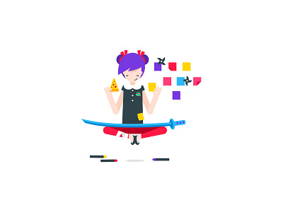 UX Ninja bright colors bright colours character character art character concept cute design female flat girl graphic human illustration illustrator ninja ux vector woman