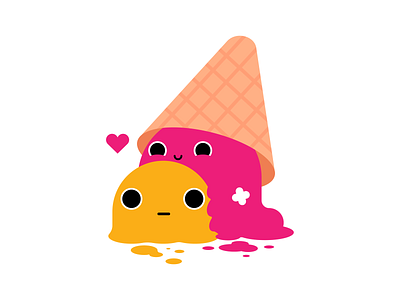 Scoops adobe character cone creature cute design dessert food graphic icecream illustration illustrator love pink scoop sorbet valentine valentine day vector yellow