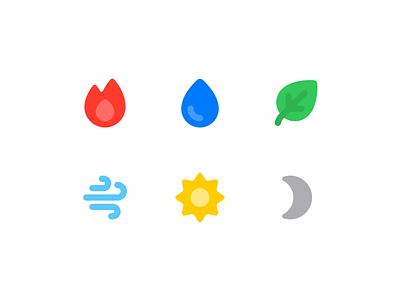 Element Icons air dark earth fire game icon icon set leaf light moon nature simple sun water