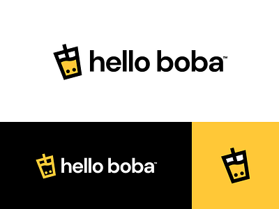 Hello Boba Logo boba cute drink food hello logo milk milk tea steven tea