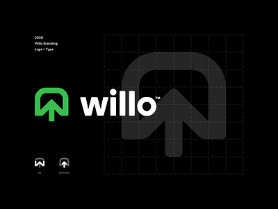 Willo arrow branding grid line logo minimal nature point simple steven tree w willo willow