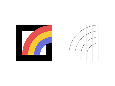 Rainbow brand construction grid icon logo minimal nature rainbow simple square steven