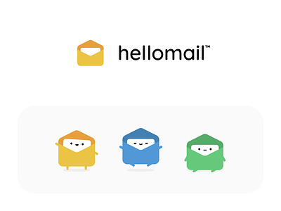 Characters & Icons for Hellomail app app icon branding character character design cute email hello letter logo mail minimal moods simple