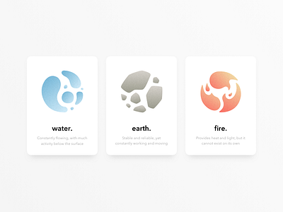 Element Cards cards earth elements fire minimal nature ui water