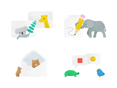 Zoom Illustrations animals bear bird cute elephant empty state giraffe illustrations koala product simple turtle