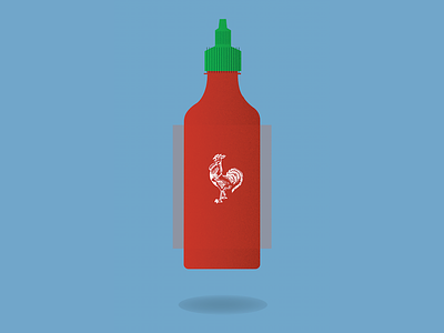 Sriracha Bottle flat illustration packaging