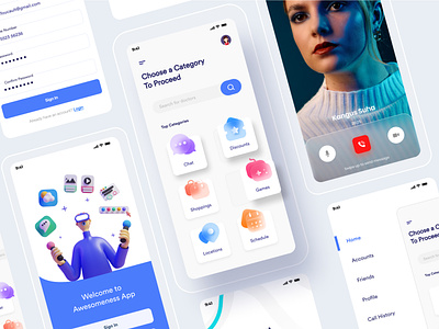 Social Shopping App Concept app branding call chat colorful design illustration ios location social ui ux