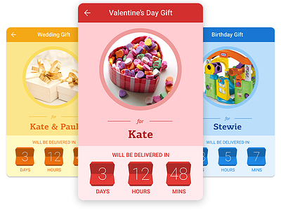 Gifts Delivery Service android app cards design interface material mobile ui ux