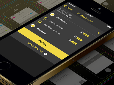 Find a Best Route app bus ios mobile interface route search ui ux design wireframe